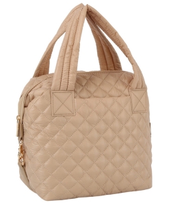 Puffy Quilted Nylon Satchel JYE0504 TAUPE